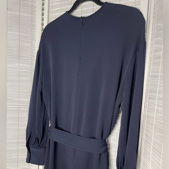 Reiss Navy Long Sleeve Keyhole Midi Dress Size 2 - Picture 7 of 10